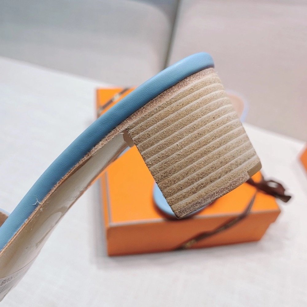 Hermes mid-heel slides summer shoes_19