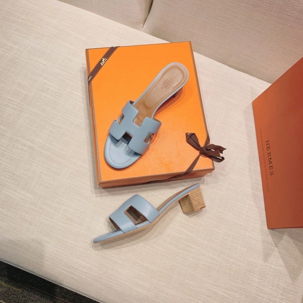 Hermes mid-heel slides summer shoes_19