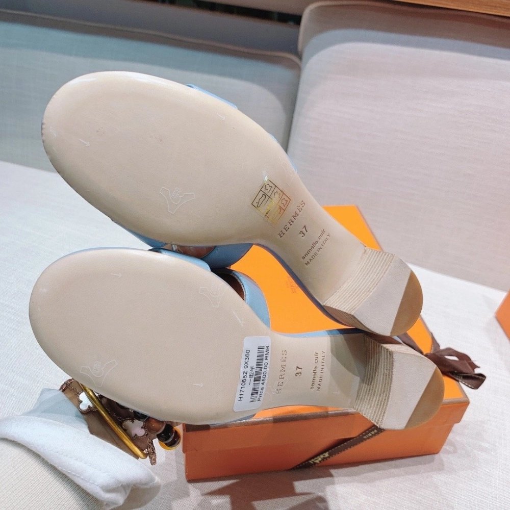 Hermes mid-heel slides summer shoes_19