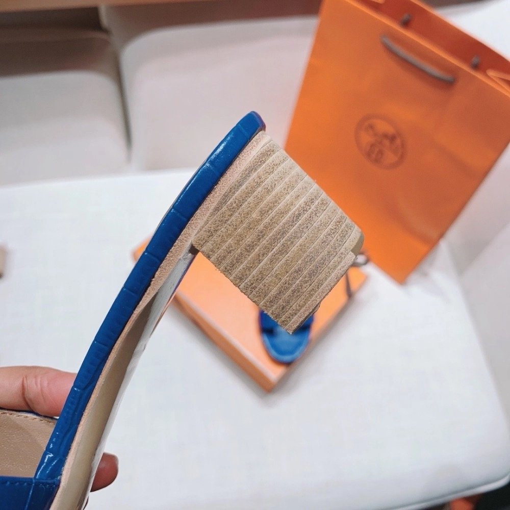 Hermes mid-heel slides summer shoes_2