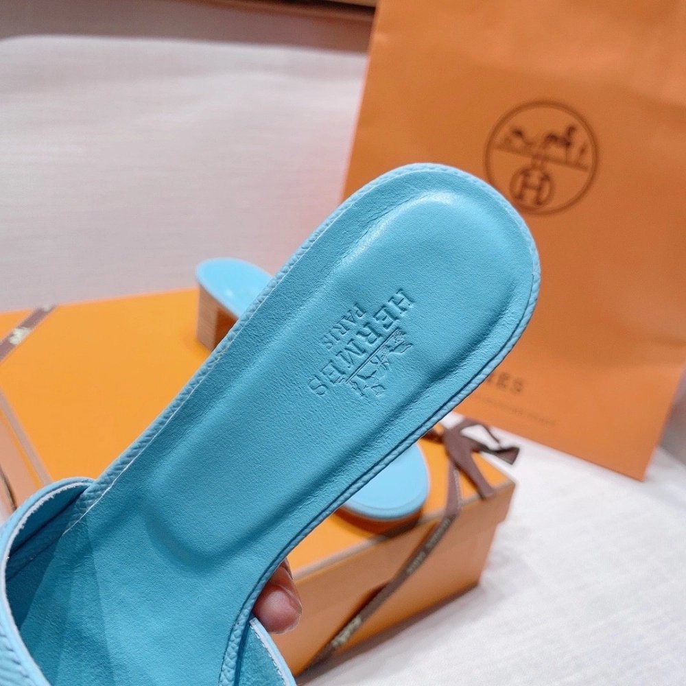 Hermes mid-heel slides summer shoes_3