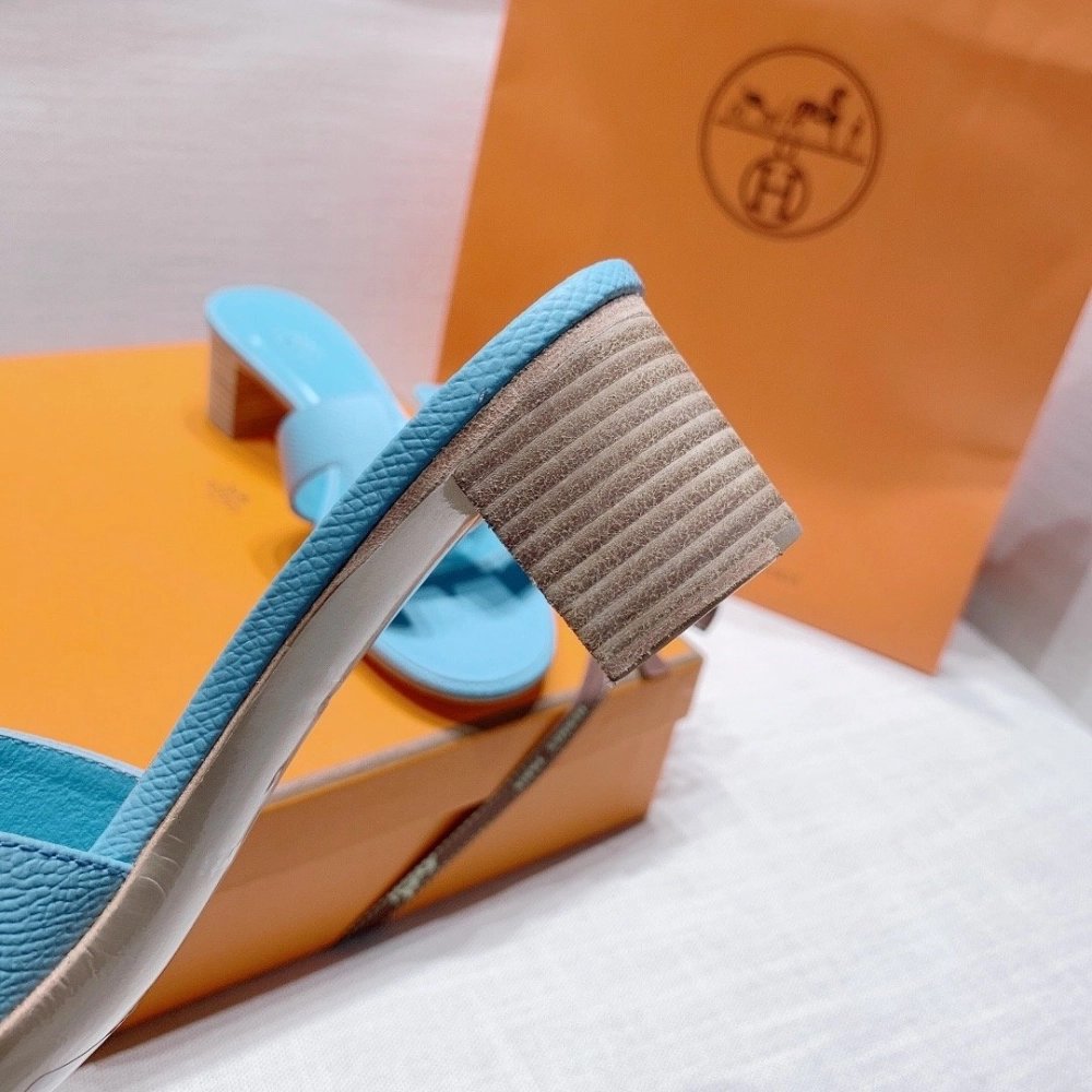 Hermes mid-heel slides summer shoes_3