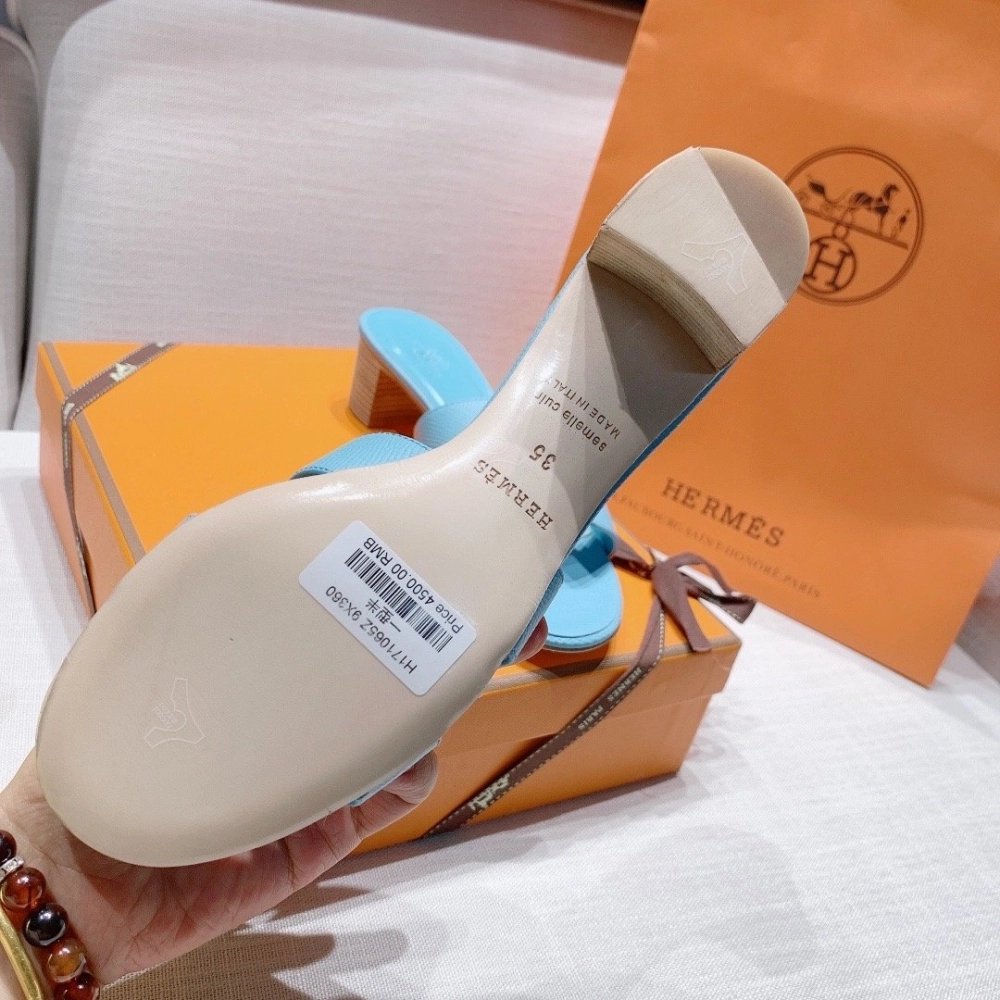 Hermes mid-heel slides summer shoes_3