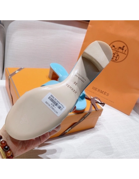 Hermes mid-heel slides summer shoes_3