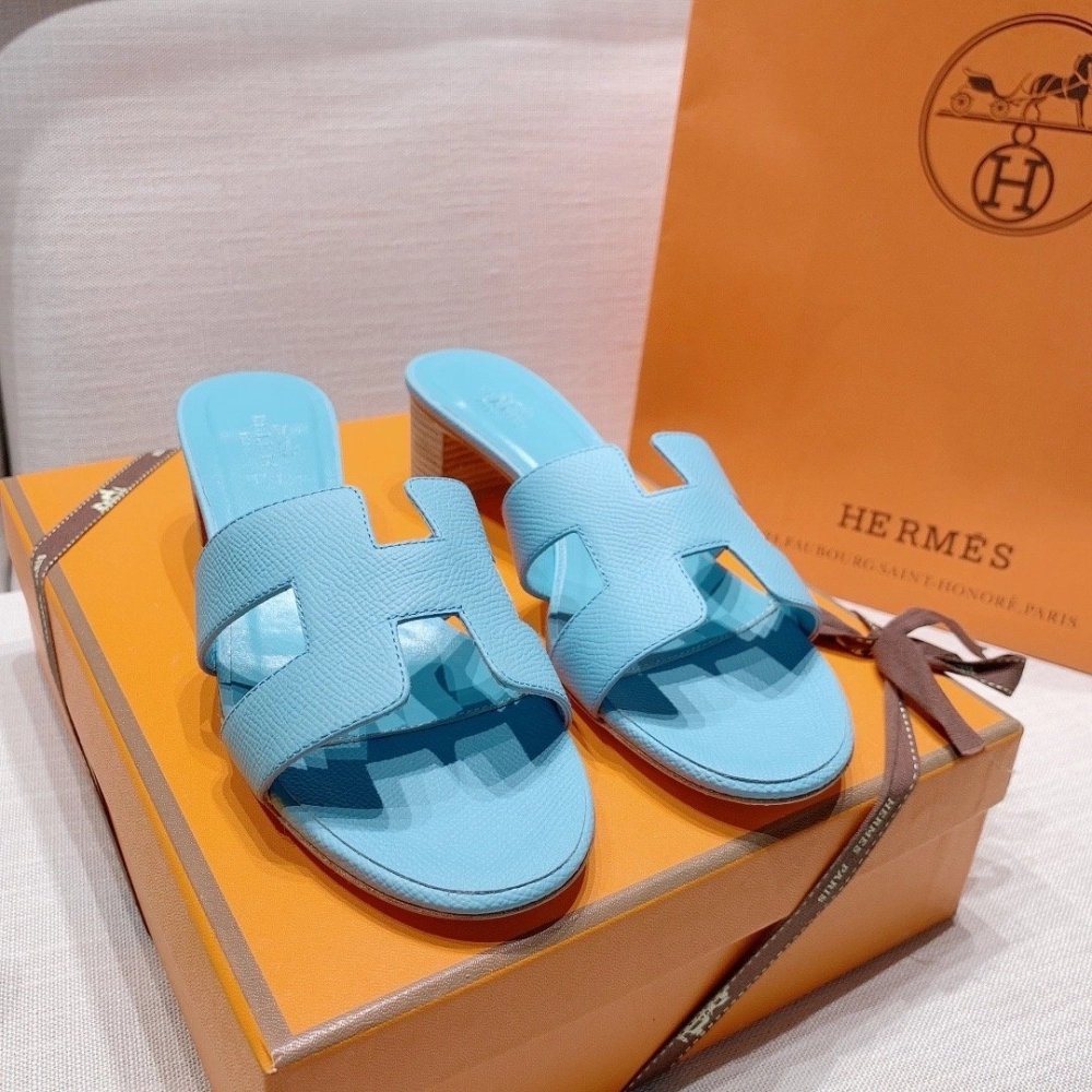Hermes mid-heel slides summer shoes_3