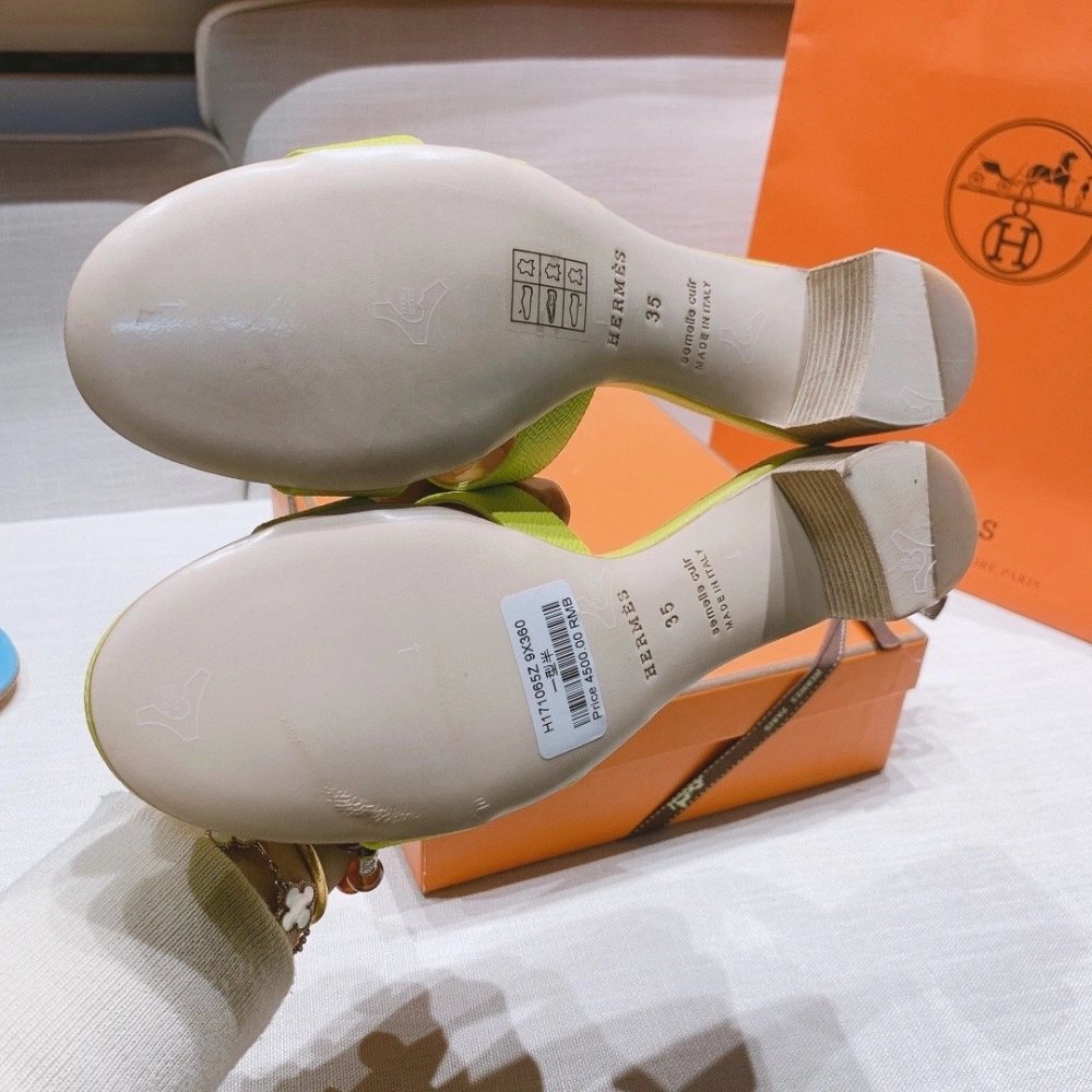 Hermes mid-heel slides summer shoes_4