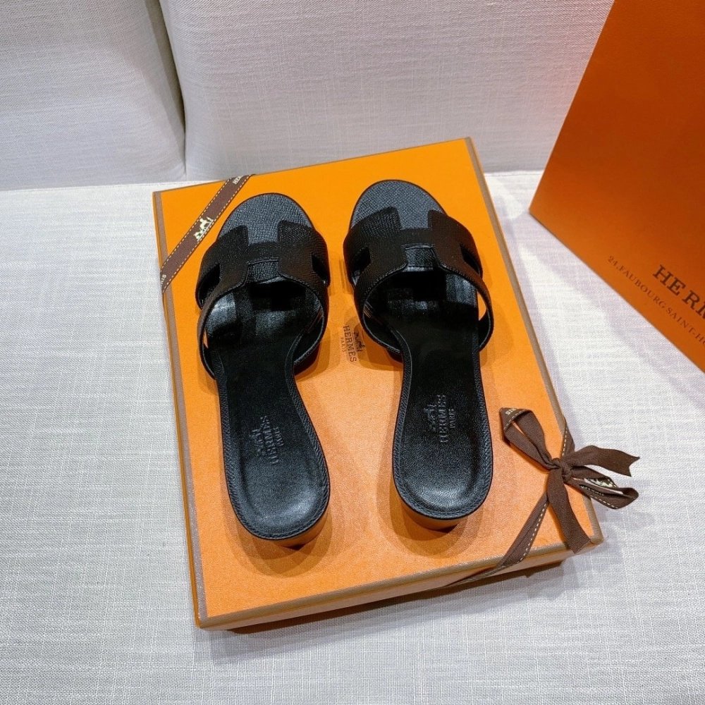 Hermes mid-heel slides summer shoes_8