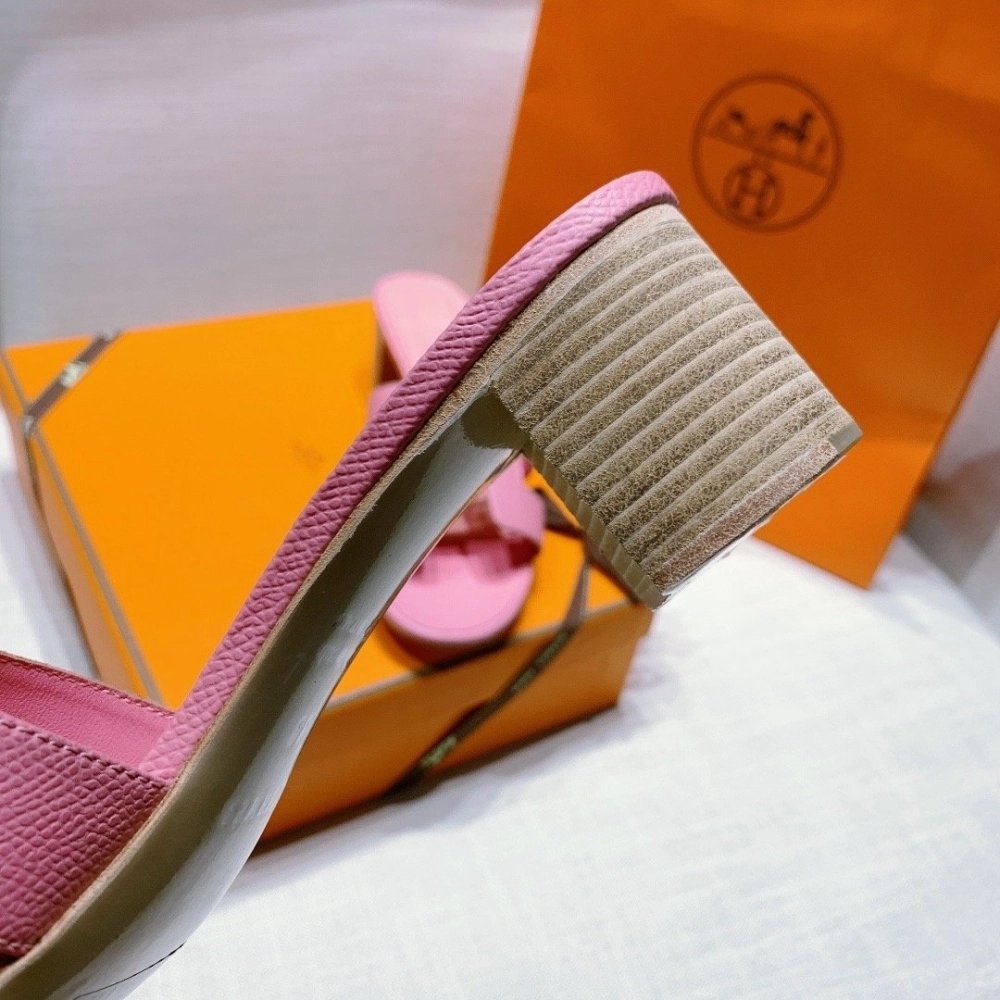 Hermes mid-heel slides summer shoes_9