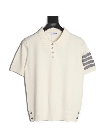 Thom Browne Knitted Four-Bar Polo Short Sleeve T-Shirt,Thom Browne