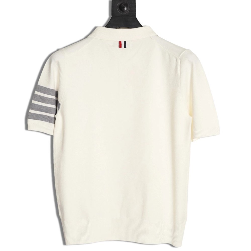 Thom Browne Knitted Four-Bar Polo Short Sleeve T-Shirt,Thom Browne