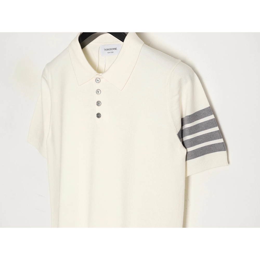 Thom Browne Knitted Four-Bar Polo Short Sleeve T-Shirt,Thom Browne