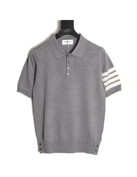 Thom Browne Knitted Four-Bar Polo Short Sleeve T-Shirt TSK1,Thom Browne