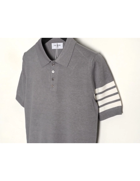 Thom Browne Knitted Four-Bar Polo Short Sleeve T-Shirt TSK1,Thom Browne
