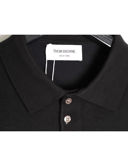 Thom Browne Knitted Four-Bar Polo Short Sleeve T-Shirt TSK2,Thom Browne