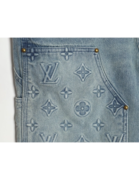 Louis Vuitton washed embossed denim shorts,Louis Vuitton