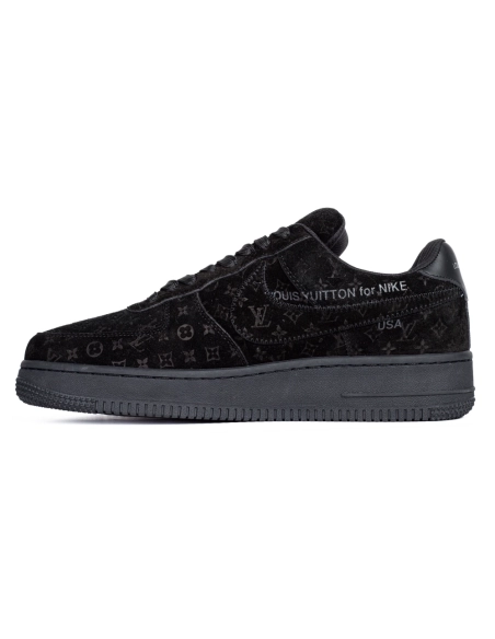 Louis Vuitton Nike Air Force 1 Virgil Abloh Triple Black,NIKE AIR FORCE