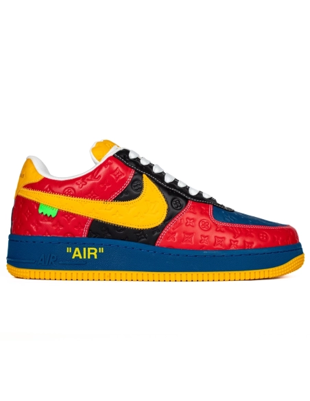 Louis Vuitton Nike Air Force 1 Virgil Abloh Yellow Blue Red,NIKE AIR FORCE