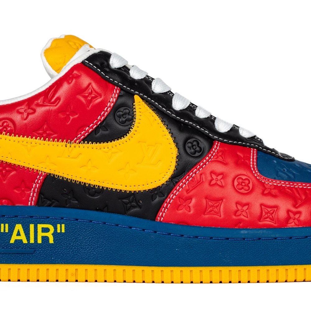 Louis Vuitton Nike Air Force 1 Virgil Abloh Yellow Blue Red,NIKE AIR FORCE
