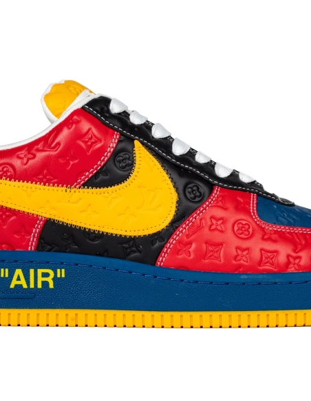 Louis Vuitton Nike Air Force 1 Virgil Abloh Yellow Blue Red,NIKE AIR FORCE