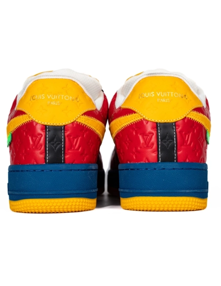 Louis Vuitton Nike Air Force 1 Virgil Abloh Yellow Blue Red,NIKE AIR FORCE