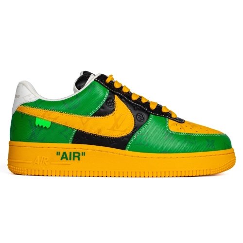 Louis Vuitton Nike Air Force 1 Virgil Abloh Yellow Green ,NIKE AIR FORCE