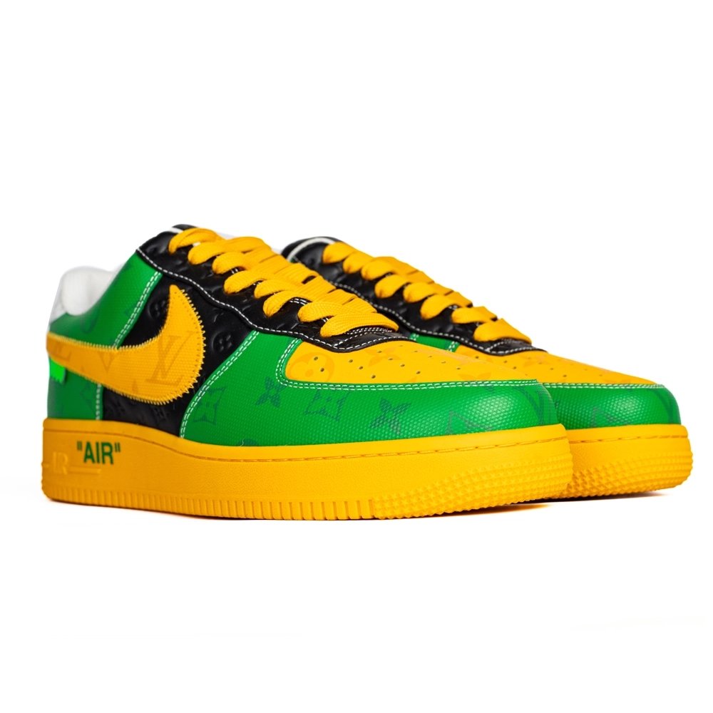 Louis Vuitton Nike Air Force 1 Virgil Abloh Yellow Green ,NIKE AIR FORCE