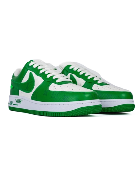 Louis Vuitton Nike Air Force 1 Virgil Abloh Green White,NIKE AIR FORCE
