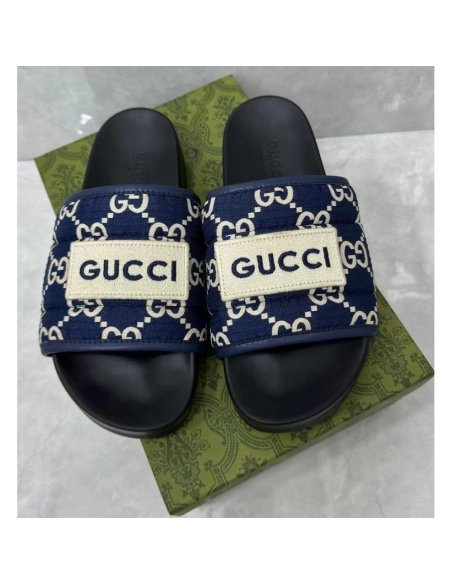 Gucci GG Canvas Blue Flip-flops,Gucci Slides