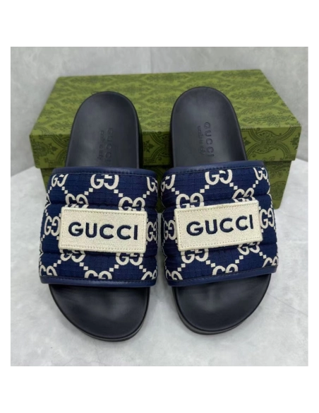 Gucci GG Canvas Blue Flip-flops,Gucci Slides