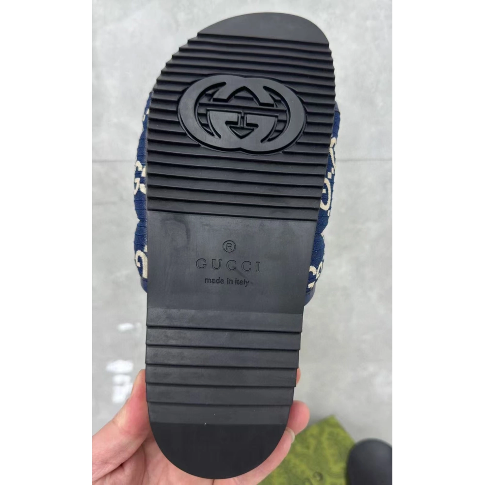 Gucci GG Canvas Blue Flip-flops,Gucci Slides