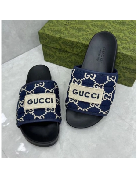 Gucci GG Canvas Blue Flip-flops,Gucci Slides