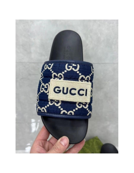 Gucci GG Canvas Blue Flip-flops,Gucci Slides
