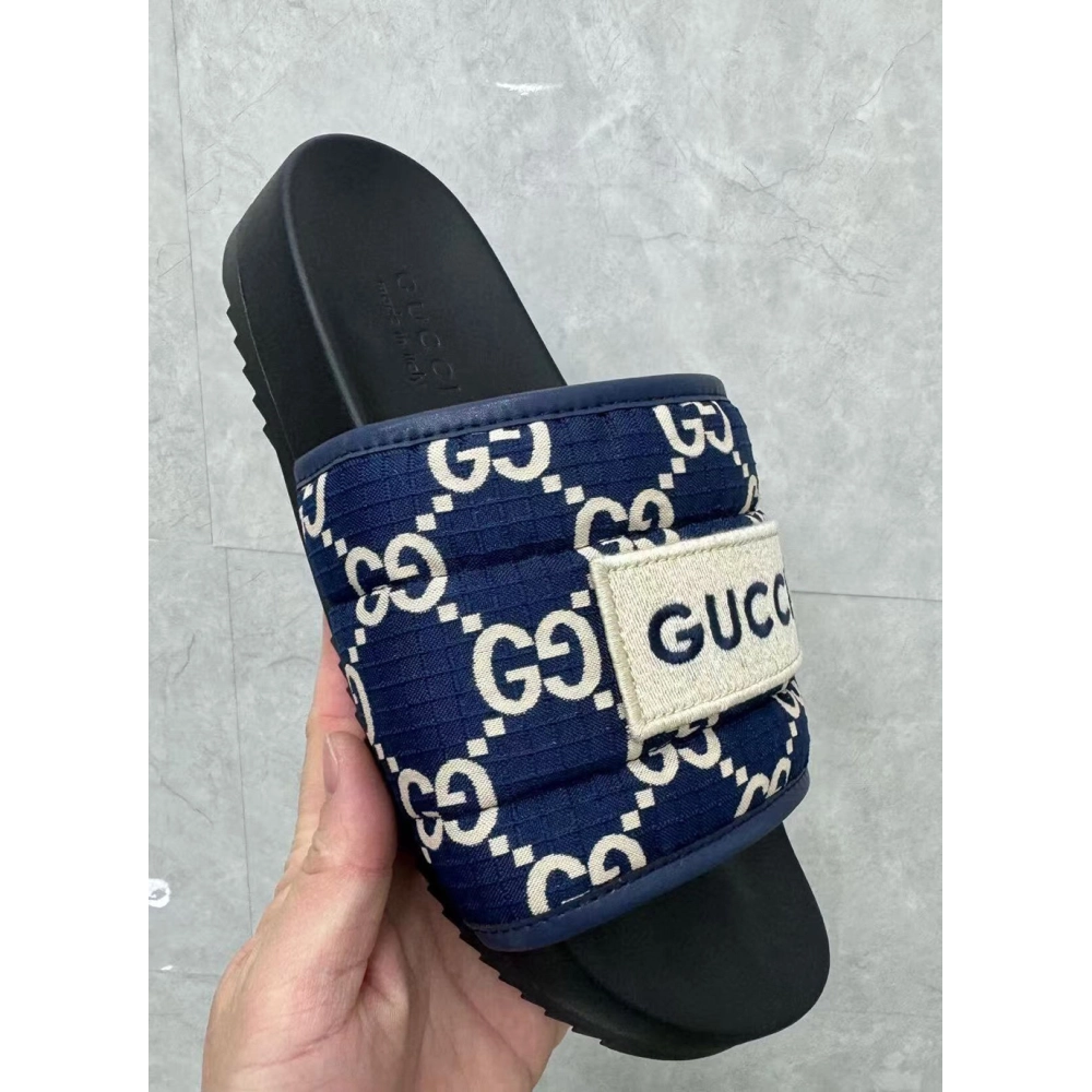 Gucci GG Canvas Blue Flip-flops,Gucci Slides