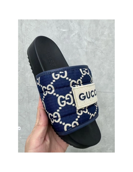 Gucci GG Canvas Blue Flip-flops,Gucci Slides