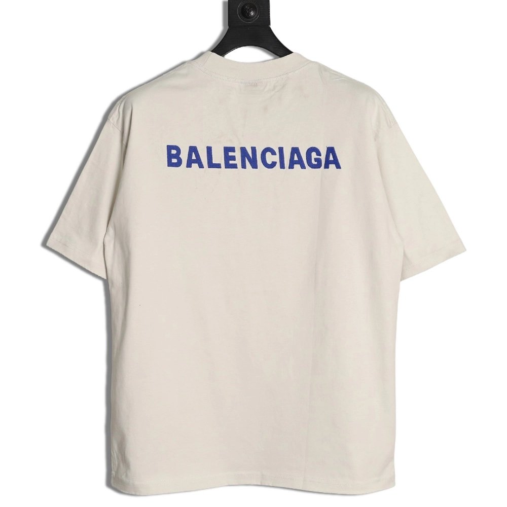 Balenciaga front and back embroidered lettering round neck short-sleeved T-shirt,Balenciaga