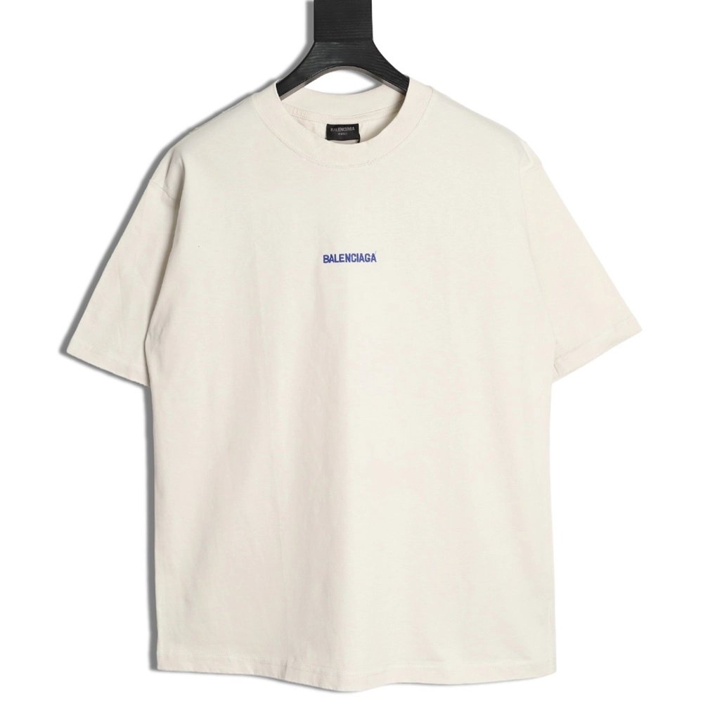 Balenciaga front and back embroidered lettering round neck short-sleeved T-shirt,Balenciaga
