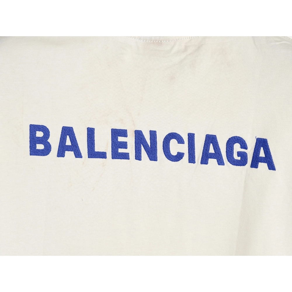 Balenciaga front and back embroidered lettering round neck short-sleeved T-shirt,Balenciaga