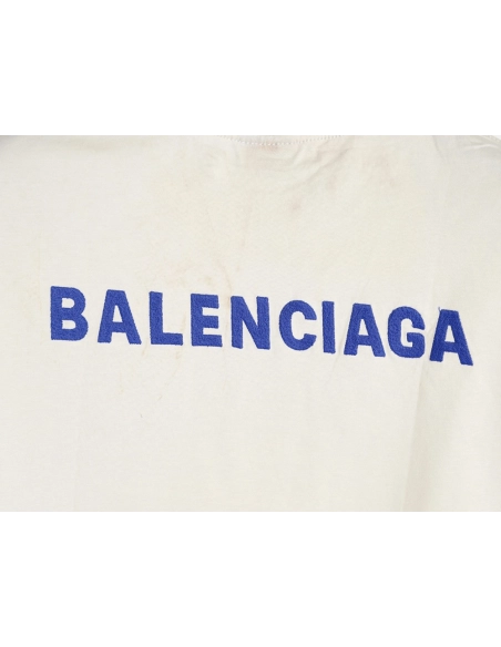 Balenciaga front and back embroidered lettering round neck short-sleeved T-shirt,Balenciaga