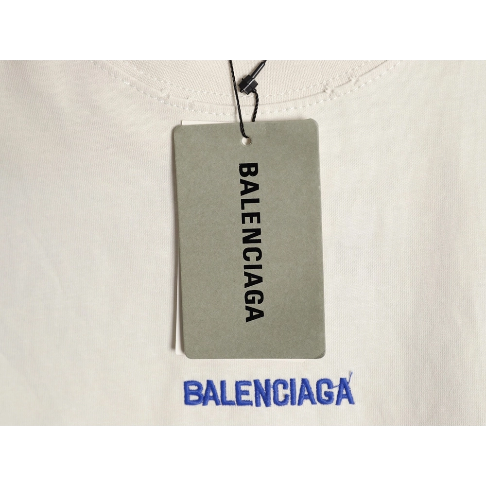 Balenciaga front and back embroidered lettering round neck short-sleeved T-shirt,Balenciaga