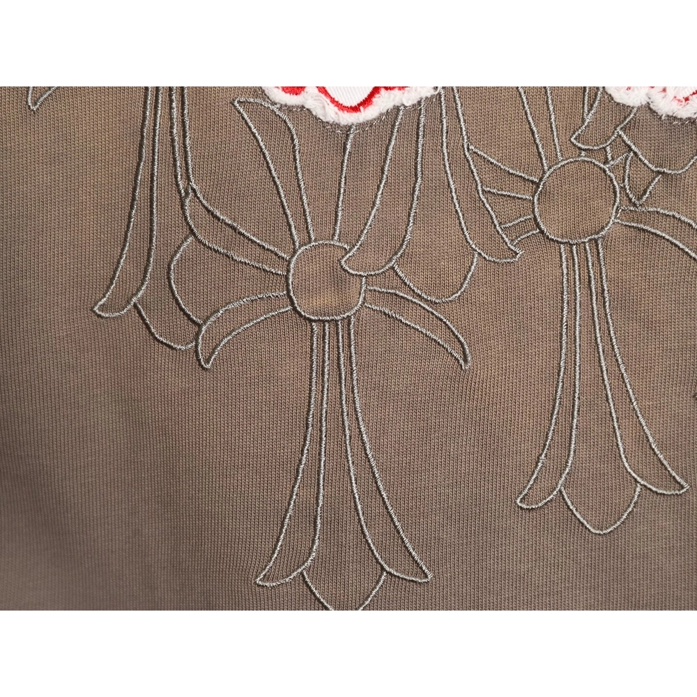 Chrome Hearts Red Label Cross Patch Embroidered Washed Hole Short Sleeve T-Shirt,Chrome Hearts