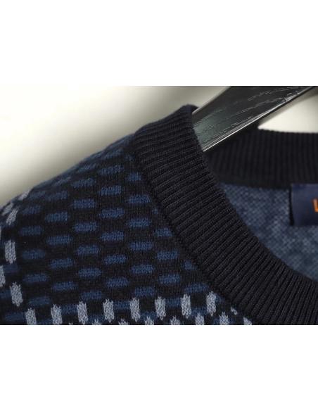 Louis Vuitton Pharrell diamond logo checkerboard knitted short sleeved,Louis Vuitton T Shirt,Tshirt,APPAREL