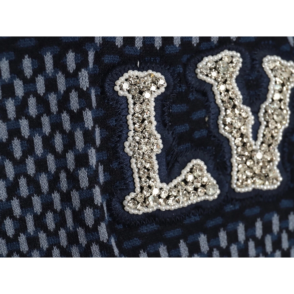 Louis Vuitton Pharrell diamond logo checkerboard knitted short sleeved,Louis Vuitton T Shirt,Tshirt,APPAREL