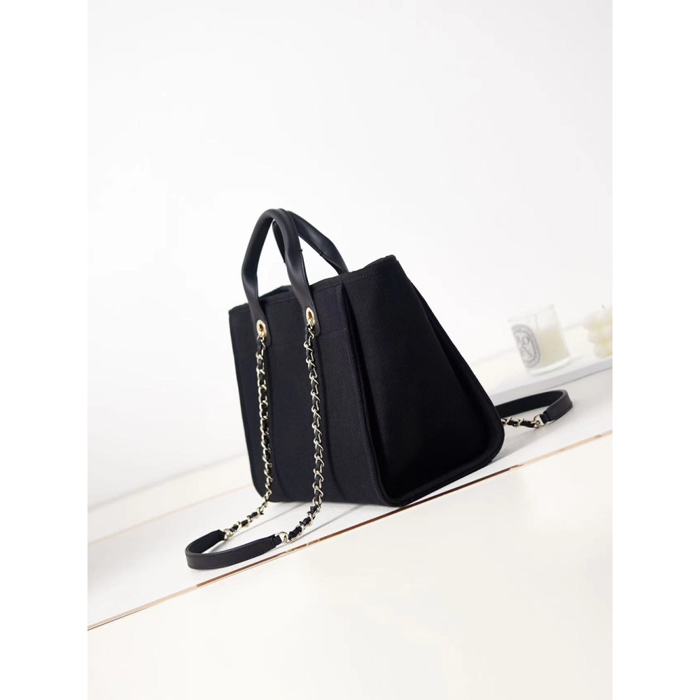 Chanel Deauville Tote Black Canvas Beach Bags AS3351 33cm,Chanel Bags