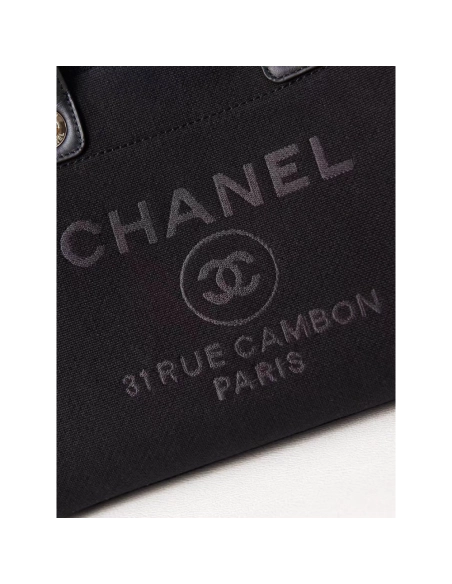 Chanel Deauville Tote Black Canvas Beach Bags AS3351 33cm,Chanel Bags