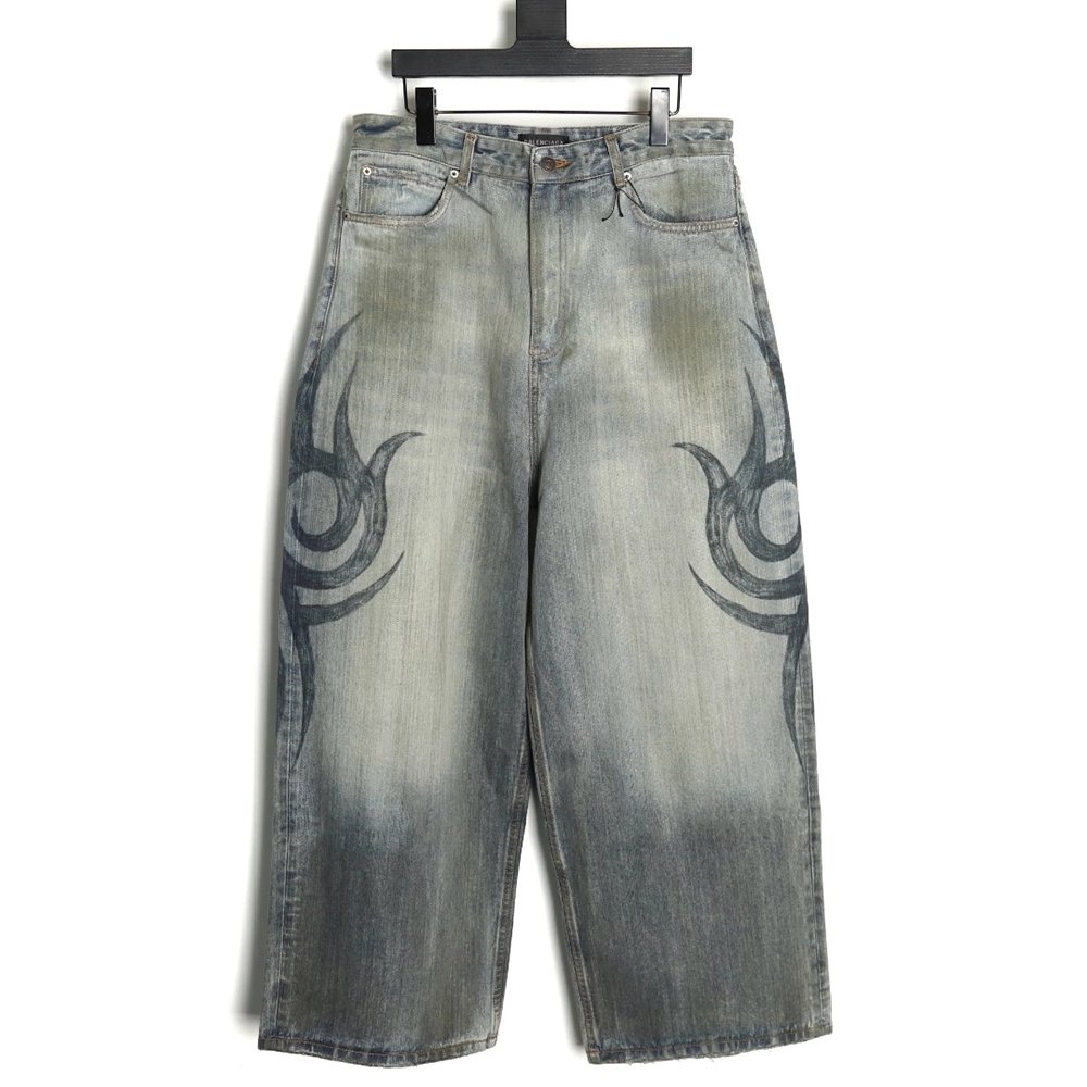Balenciaga Y2K Totem Pattern Drawstring Jeans,Balenciaga