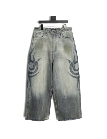 Balenciaga Y2K Totem Pattern Drawstring Jeans,Balenciaga