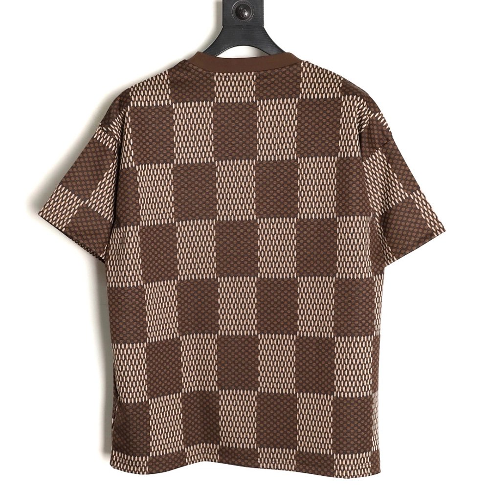 Louis Vuitton Pharrell checkerboard rhinestone woolen short-sleeved T-shirt,Louis Vuitton