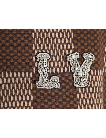 Louis Vuitton Pharrell checkerboard rhinestone woolen short-sleeved T-shirt,Louis Vuitton