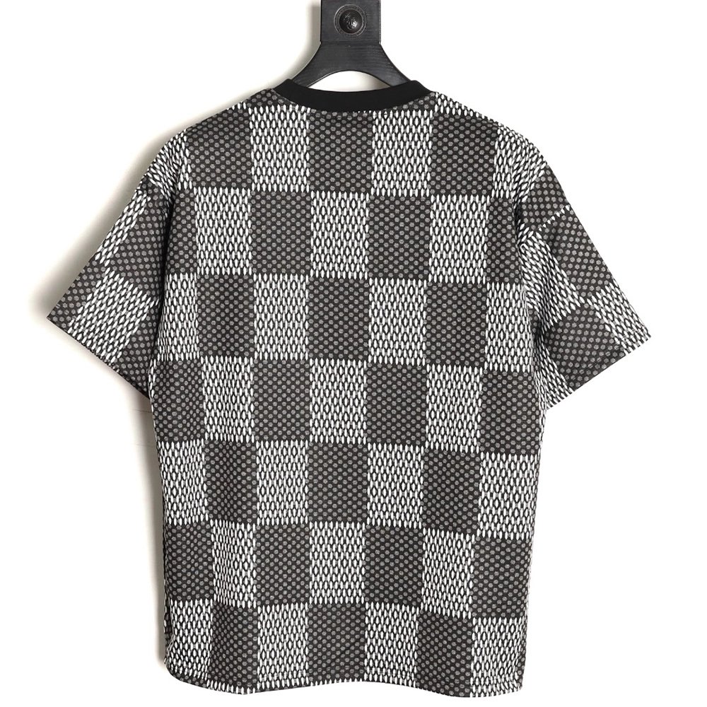 Louis Vuitton Pharrell checkerboard rhinestone woolen short-sleeved T-shirt TSK1,Louis Vuitton