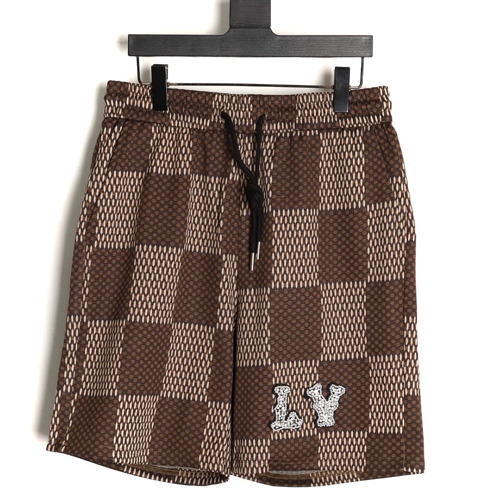 Louis Vuitton Pharrell checkerboard rhinestone wool shorts,Louis Vuitton